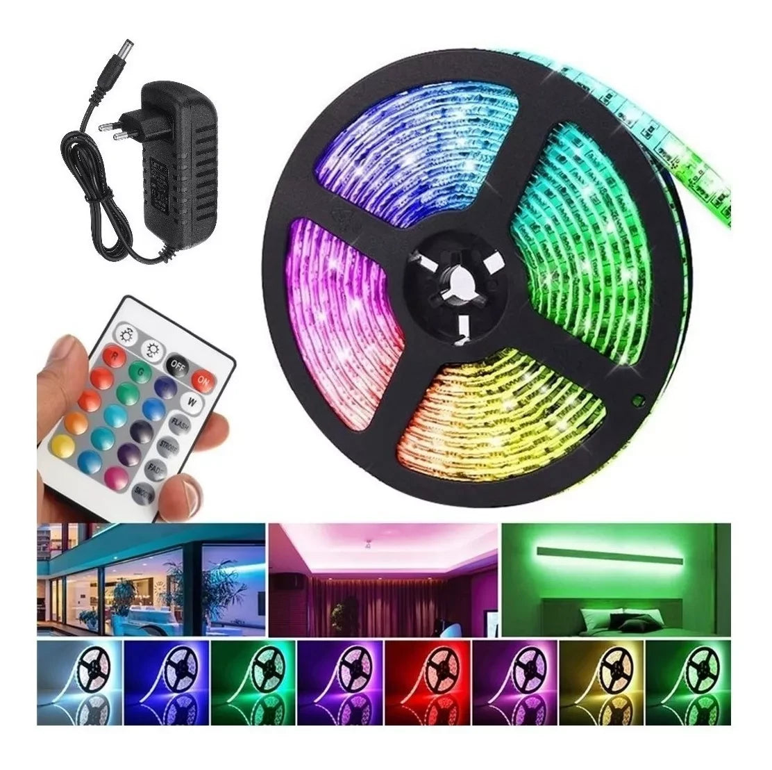 CINTA LUZ LED RGB MULTICOLOR POR 5 MTS.